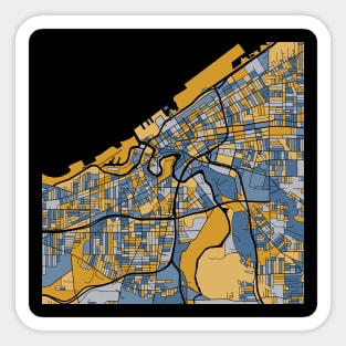 Cleveland Map Pattern in Blue & Gold Sticker